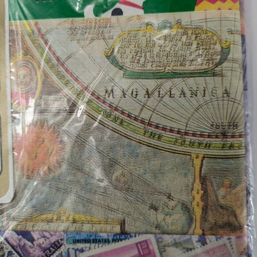 Vtg Holiday Wrapping Paper 12 Sheets 75 Sq Ft Automobiles Stamps Kids Music Map - Picture 5 of 13